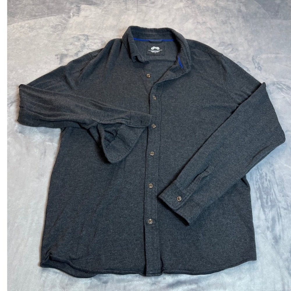 Mugsy Mens Cashmere Blend Long Sleeve Button Down Shirt Charcoal Gray Large